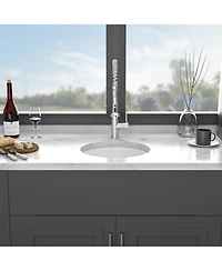 huluwat Porcelain Fireclay Circular Kitchen Sink Dual Mount Single Bowl with Grid