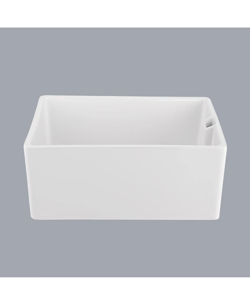 flynama 23.6x18inch White Ceramic Kitchen Sink Single Bowl High Temperature Firing Durable