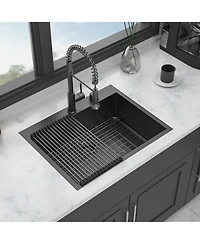 flynama huluwat 28x22x10inch Gunmetal Black Kitchen Sink Drop In Topmount Stainless Steel 16 Gauge