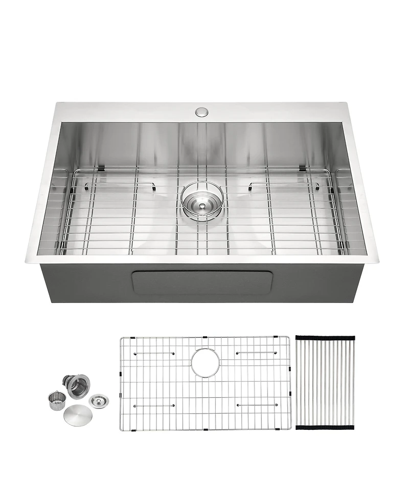 33x22x9inch Stainless Steel Kitchen Sink Drop In Single Bowl 16 Gauge Topmount