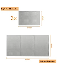 Lugo Pegboard 3PC Wall Organizer Panels 24"x16", Gray
