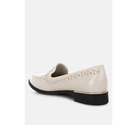 London Rag Womens Gonia Studded Faux Leather Loafers