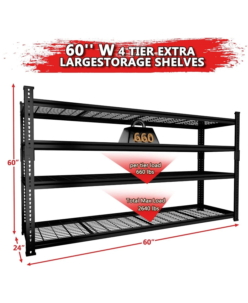 Lovmor 4-Tier 60 in W x 60 in H x 24 in D Adjustable Heavy Duty Metal Shelving Unit