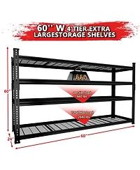 Lovmor 4-Tier 60 in W x 60 in H x 24 in D Adjustable Heavy Duty Metal Shelving Unit