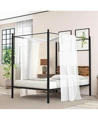 Gymax 4-Post Canopy Bed Frame Rustproof Metal Noise-free with Foot Pads