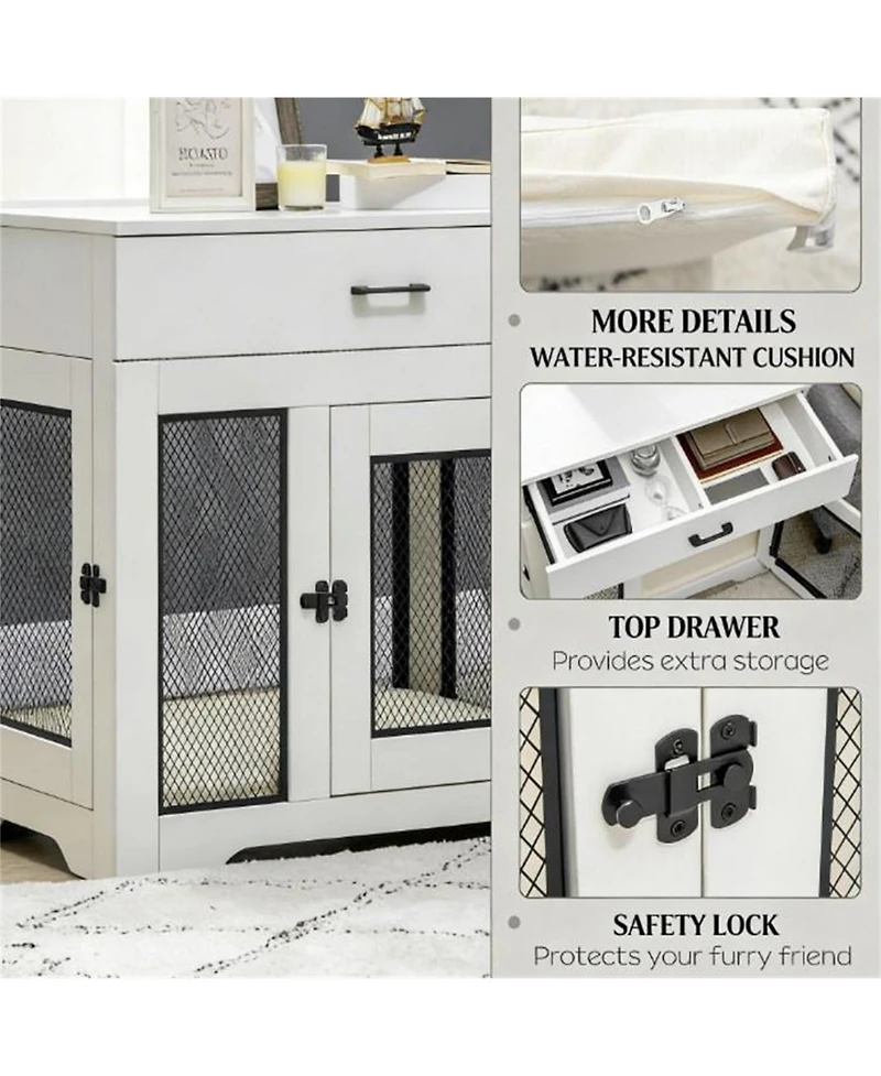 Aostirmotor Dog Crate with 2 Doors in Cream White