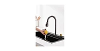 flynama 30x18inch Black Waterfall Kitchen Sink Stainless Steel Single Bowl Workstation with Cutting Board