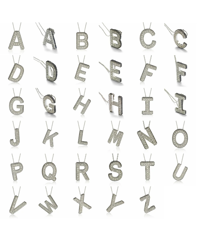 Suzy Levian Sterling Silver Sapphire 3-d Letter "H" Initial Pendant