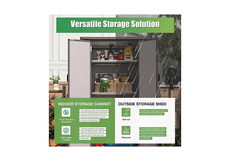 Aecojoy Tall Resin Outdoor Storage Cabinet Waterproof with Adjustable Shelves, Vertical Plastic Storage Shed