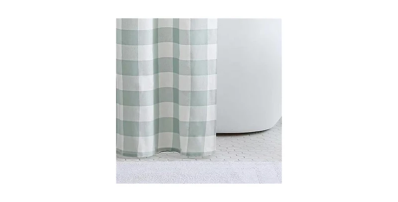 Slickblue Green White Plaid Cotton Shower Curtain, 72-Inch