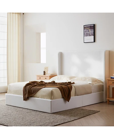 Boyel Living Carmen Upholstered Wingback Bed Frame with 52.3" High Headboard, King Size