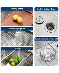 flynama 33x19inch Undermount Workstation Sink 10 Inch Deep Stainless Steel Single Bowl with Accessories