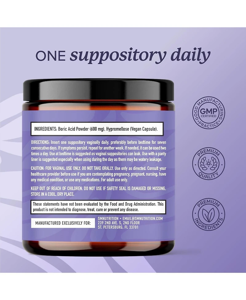 SMNutrition Boric Acid Capsules, 30ct