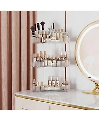 Yigii 3-Tier Corner Bathroom Organizer with Toothbrush & Makeup Brush Holders