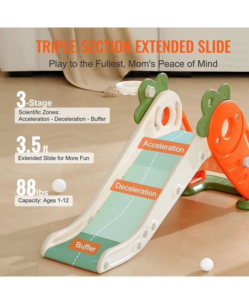 Slickblue Toddler Slide Playset with Climb Ladders and Bus-Themed Design