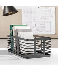 Metal Pantry Basket with Handles - Set of 2, Matte Black