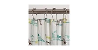 Slickblue 72-inch 100-Percent Cotton Fabric Shower Curtain with Teal Beige Black Birds