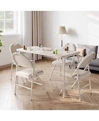 gaomon Folding Table 4 Foot with Upholstered Pu Leather Tabletop, Heavy Duty Metal Legs, Collapsible Design & Shelf Bracket, No Assembly Required