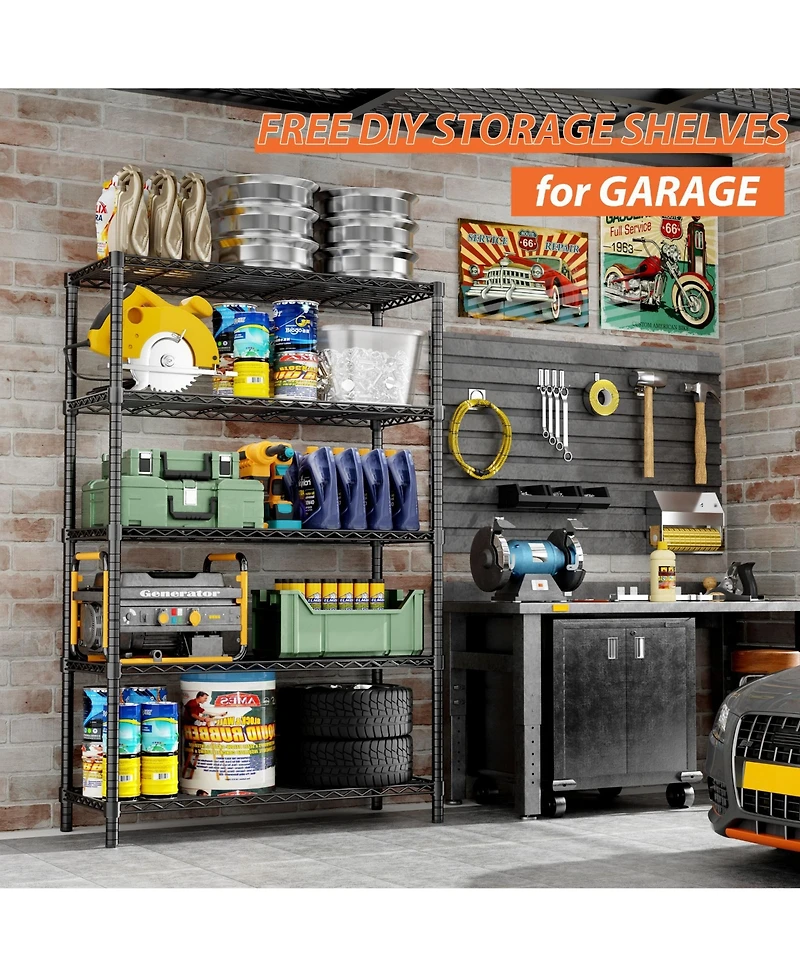 Lovmor 5-Tier in W x 72 in H x in D Height Adjustable Garage Wire Shelving Unit