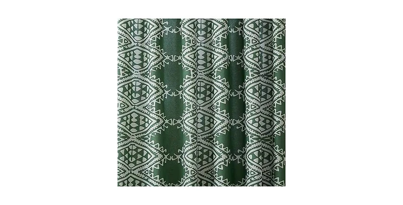 Slickblue Green White Geometric Motif Cotton Poly Shower Curtain 72x72
