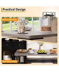 gaomon Dining Table Set for 4, 3-Piece Kitchen with 2 Upholstered Benches, Space-Saving Room Breakfast Nook and Small Spaces