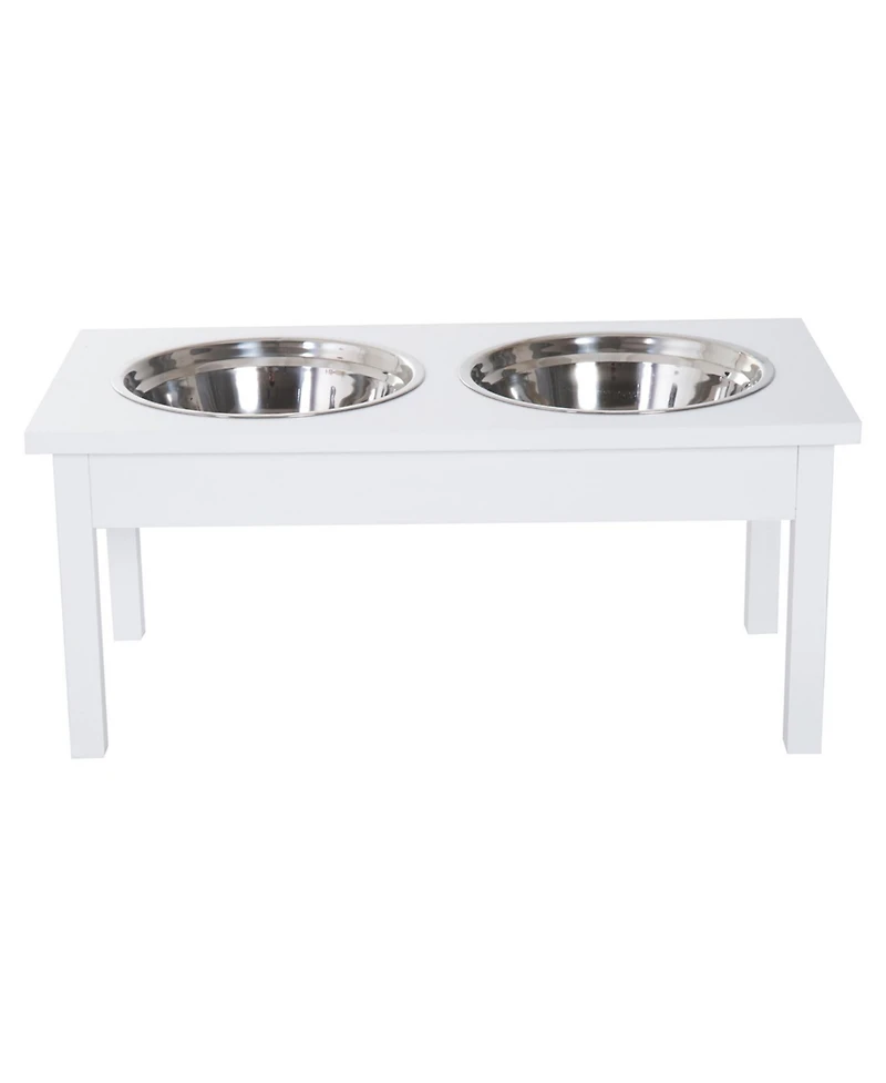 Aostirmotor 23 in. Wide Dog Bowls Elevated Feeding Station in White