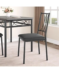 gaomon Small Dining Table Set for 4, Wooden Kitchen Table with 4 Upholstered Chairs, Space Saving Compact Dining Table Ideal for Kitchen