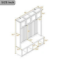Boyel Living Hall Tree with 6 Hooks and Storage Bench for Entryway Hallway