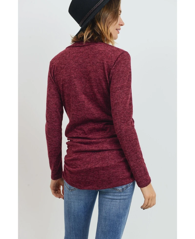 Hello Miz Maternity V Neck Wrap Long Sleeve Nursing Top