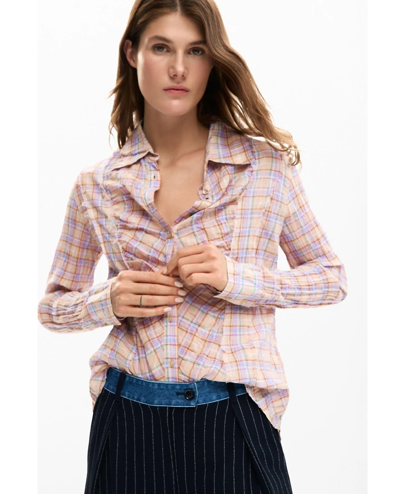 Desigual Women's Plaid shirt gathered