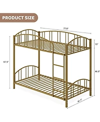 gaomon Easy Assembly Metal Bunk Bed Twin Over Twin Heavy Duty Bunkbeds Frame Space Saving, for Living Room