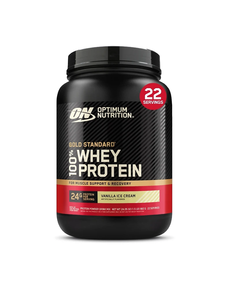 Optimum Nutrition Gold Standard 100% Whey Protein Vanilla Ice Cream Protein Powder Drink Mix 24.05 oz