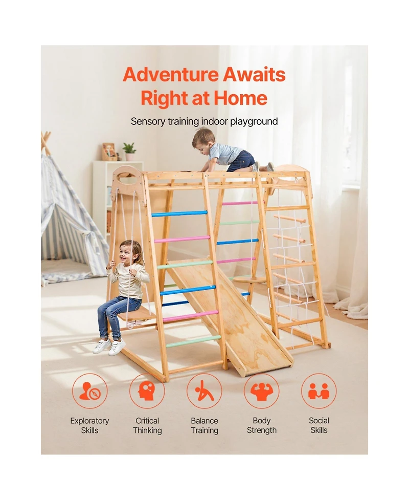 Slickblue 9-in-1 Toddler Indoor Jungle Gym with Climbing and Play Features