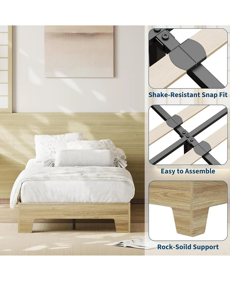 gaomon Easy Assembly Twin Platform Bed Frame Space Saving, for Living Room, Guest Room