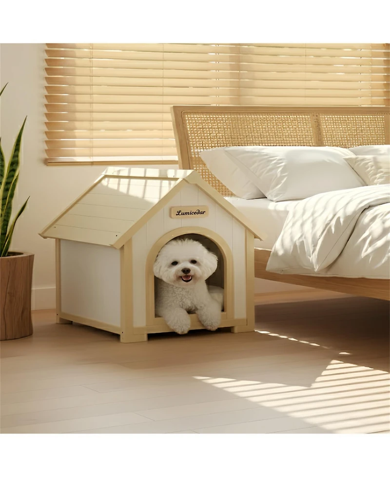 Aostirmotor Cat House Indoor Shelter for Small Cats & Dogs in Light Yellow