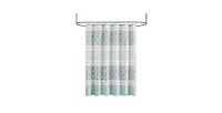 Slickblue 72 x 72-in Cotton Shower Curtain with Teal Blue Grey Cream White Paisley Pattern