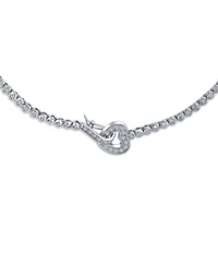 Bling Jewelry Romantic Heart Clasp Design Cz Cubic Zirconia Bezel Set Tennis Necklace Collar