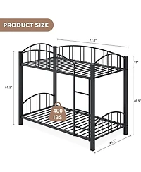 gaomon Metal Bunk Bed Twin Over Twin Heavy Duty Bunkbeds Frame Space Saving, for Living Room, Guest Room