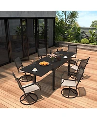 Boyel Living 7-Piece Outdoor Dining Set Aluminum Extendable Table 53"- 106" with Swivel Dining Chair Outdoor Swivel Chairs
