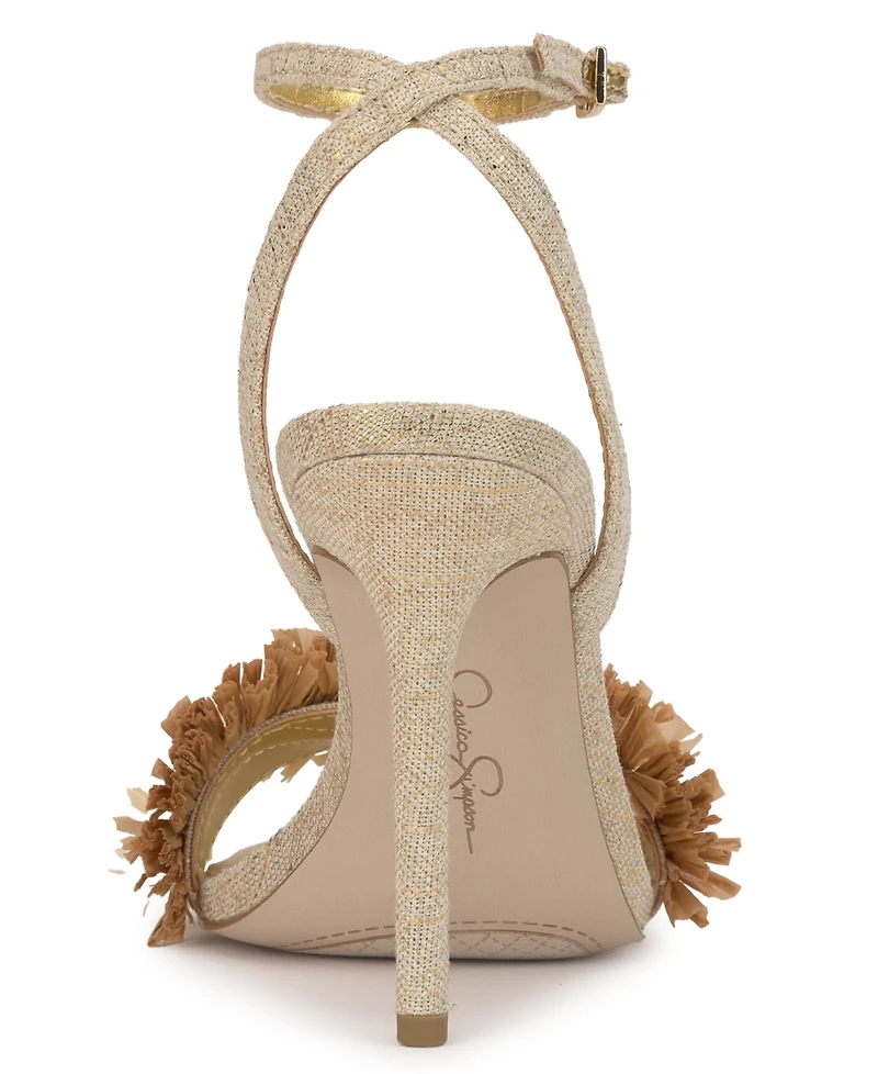 Jessica Simpson Women's Omiena Raffia Fringe High-Heel Dress Sandals
