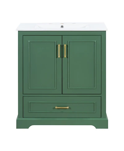 Cesicia Freestanding 30 in. Bathroom Vanity with Sink, Mdf and Solid Wood Frame, 1 Divider Drawer and 2 Soft-close Doors (Double Shelf on Door)