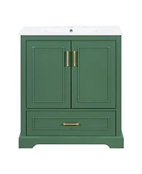 Cesicia Freestanding 30 in. Bathroom Vanity with Sink, Mdf and Solid Wood Frame, 1 Divider Drawer and 2 Soft-close Doors (Double Shelf on Door)