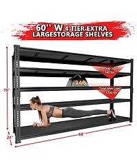 Lovmor 5-Tier 60 in W x 78 in H x 24 in D Adjustable Solid Plate Heavy Duty Metal Shelving Unit