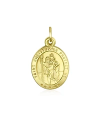 Bling Jewelry 14K Gold Religious Medal Saint Christopher Pendant Necklace Saint of Travel Safety No Chain