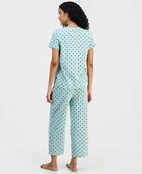Charter Club Women's 2-Pc. Cotton Printed Cropped Pajamas Set, Created for Macy's