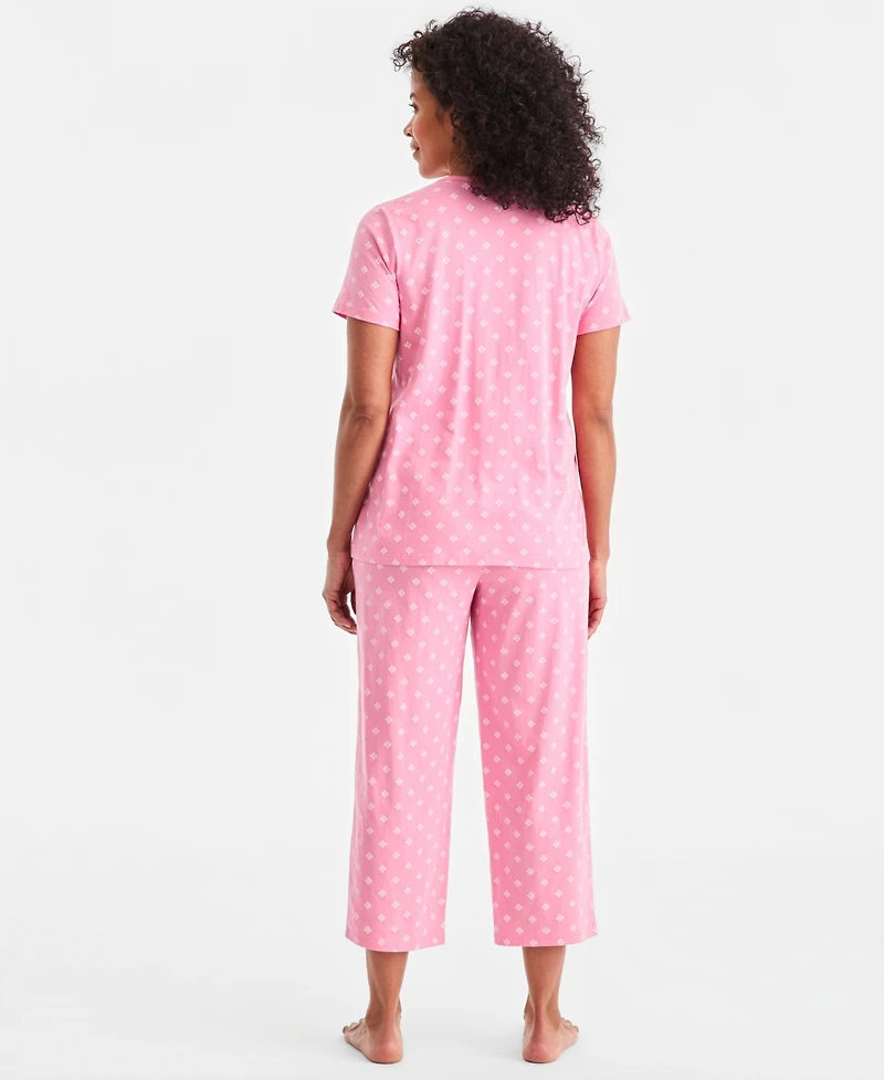 Charter Club Women's 2-Pc. Cotton Printed Cropped Pajamas Set, Created for Macy's