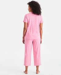 Charter Club Women's 2-Pc. Cotton Printed Cropped Pajamas Set, Created for Macy's