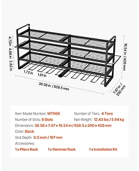 Mecale Wall-Mount Tool Organizer, 4-Tier Rack with 8 Drill Holders & Screwdriver Slots.