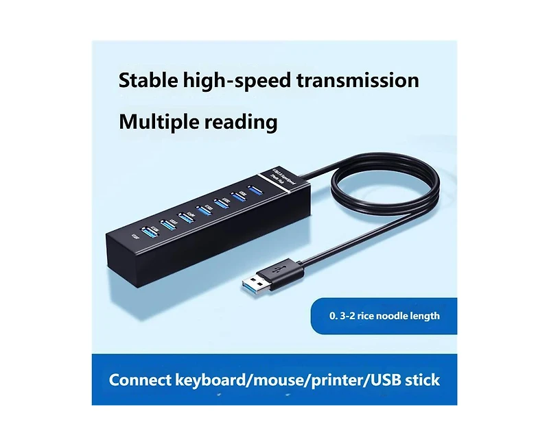 Risokeys Usb 3.0 Hub with 7 Ports - Notebook External Mouse, Keyboard, and Usb Flash Drive Connector with Switch, 1.5m Cable