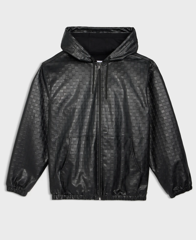 Mode of One Men's Pleather Full-Zip Hoodie, Macy's Exclusive